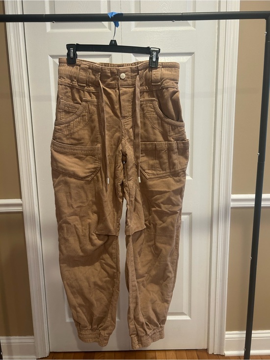 Free People Pants - Free People Cullen Low Slung Pull-On Boyfriend Tan Corduroy Utility Jogger Pants